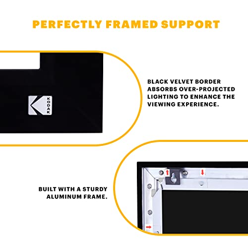 KODAK Projector Screen | 100” Fixed Frame Home Projection Screen with Black Velvet Frame, Durable PVC & Wall Mount Kit | 160° View Angle, 16:9, 1.1, Full HD 4K 8K & Active 3D Ready for Movies & Gaming 6
