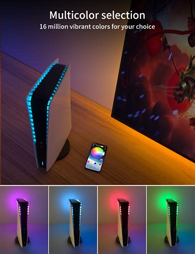 LED Lights for Playstation 5 Console, RGB PS5 LED Light DIY Accessories with Bluetooth &Sync Music& 400 Effects 8 Colors for Playstation 5 Console with App Control,Remote, USB 3 Control 2
