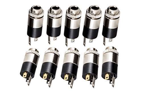 Lsgoodcare 3.5MM Female Plating Stereo Jack Panel Mount Connector Terminals with Locking Nuts-3.5MM Headphone Audio Jack, Pack of 10 1