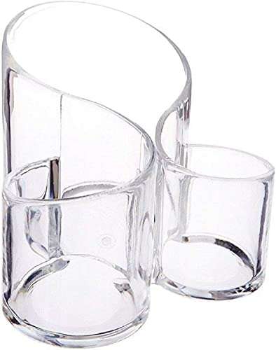 MANNAT Enterprise Acrylic Cosmetic Organizer Makeup Brush Holder 3 Compartment Nail Polish Lipstick Eyeliner Comb Beauty Storage Desk Rack Dressing Table Stand 1