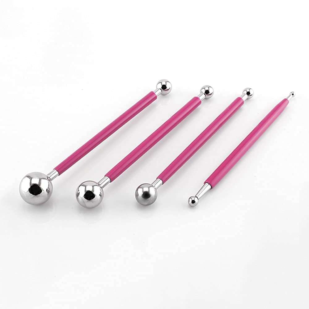 4-Piece Fondant Cake Decorating Tools – Clay Flower Sugarcraft Ball Models DIY Tool Set for Cake Decorating and Crafting 4