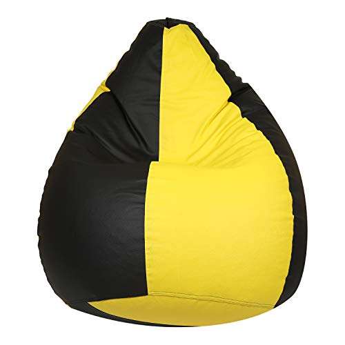 Skyshot Classic Bean Bag Filled with Beans/Fillers (XXL, Black & Yellow) 1