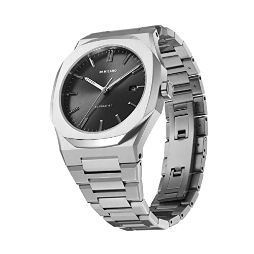 D1 Milano Stainless Steel Analog Black Dial Men Watch-Atbj10, Silver Band 2