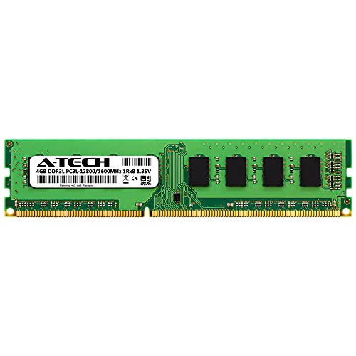 A-Tech 4GB RAM Replacement for Supermicro MEM-DR340L-HL04-UN16 | DDR3/DDR3L 1600MHz PC3L-12800 1Rx8 1.35V UDIMM Non-ECC 240-Pin DIMM Memory Module 2