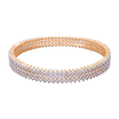 Ratnavali Jewels American Diamond Studded Gold Plated Traditional White CZ/Diamond Bangles for Women/Girls-2.6 5