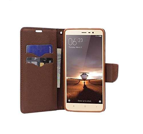 Coverage Mercury Wallet Flip Cover for Lenovo K5 Note - Black::Brown 4