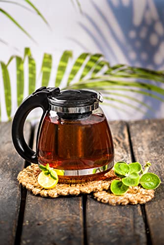 CROCKERI Carafe Flame Proof Glass Kettle Teapot with Strainer/Stainless Steel Infuser | Microwave & Gas Safe (1500 ML) 4