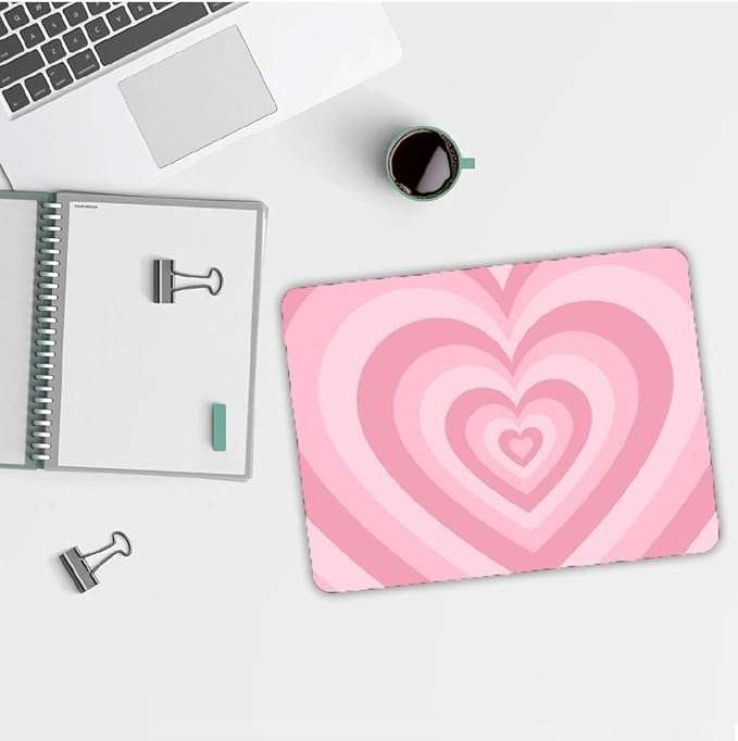 OUTFITQUE Cute Mouse Pad - Printed Mousepad with Anti-Slip Rubber Base & Smooth Mouse Control for Laptop, Gaming, Notepad, Desktops (Pink Hearts) 5