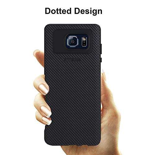 HELLO ZONE Exclusive Dotted Matte Finish Soft Rubberised Back Case Cover for Samsung Galaxy S6 Edge - Black 3