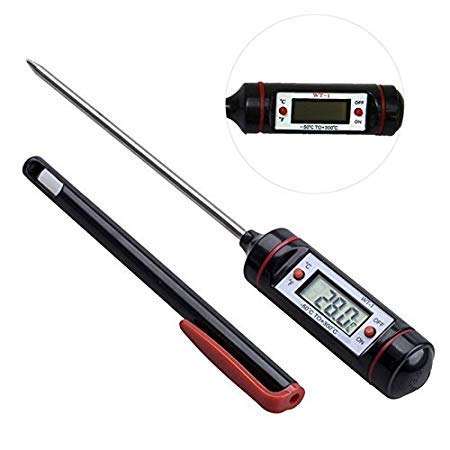 GLIVE (LABEL) Digital Kitchen Food Temperature Instant Read Stainless Steel Test Pen Thermometer- Black 6
