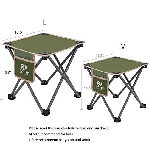 Opliy Camping Stool, Folding Samll Chair Portable Camp Stool for Camping Fishing Hiking Gardening and Beach, Camping Seat with Carry Bag (Green, L 13.5") 2