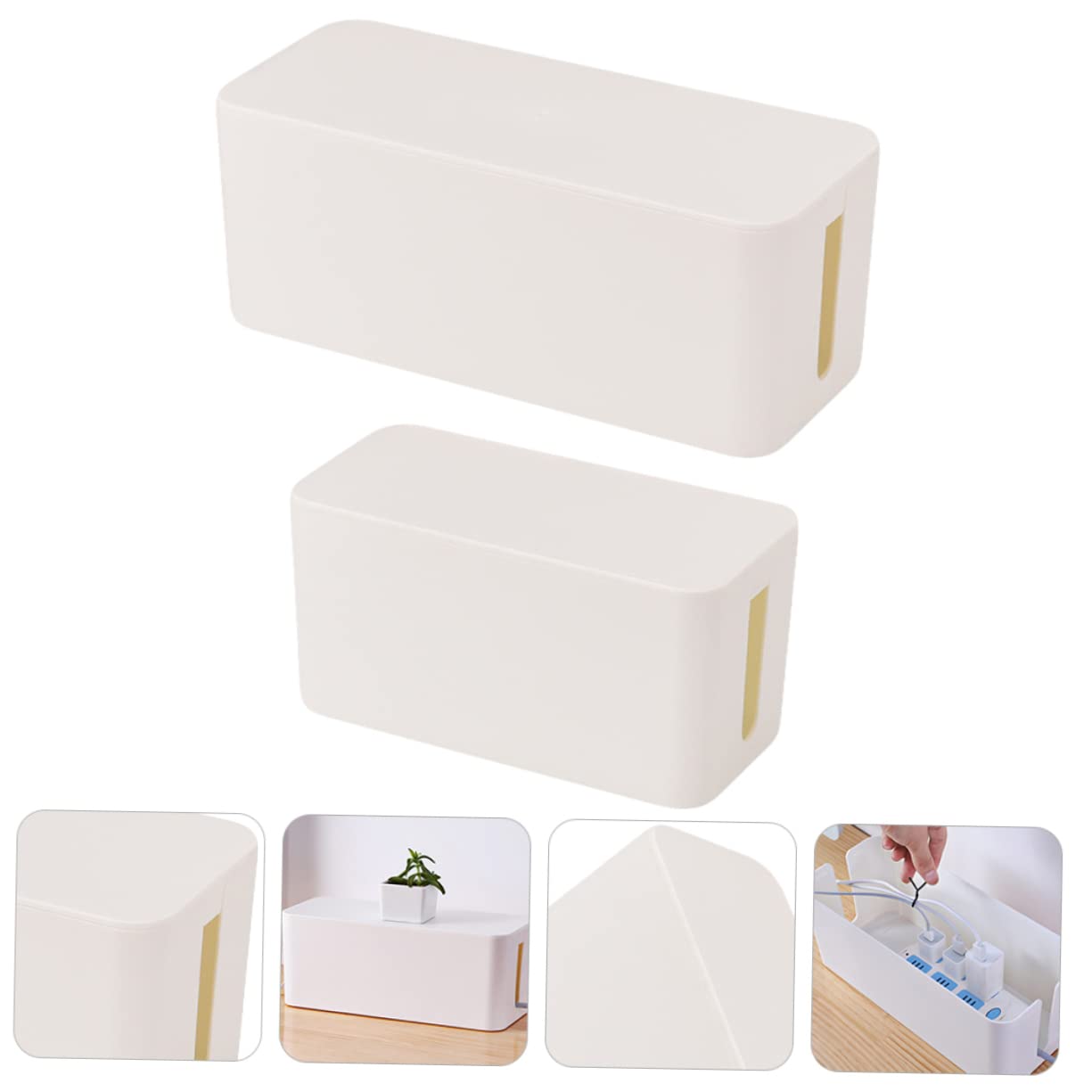 KONTONTY 2pcs Cable Organizer Storage Box for Charging Cables Wire Storage and Bundling Device Power Line Box Elegant Design 4