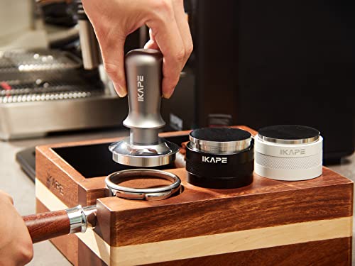 IKAPE 53mm Espresso Tamper, Premium Barista Coffee Tamper with Calibrated Spring Loaded, 100% Flat Stainless Steel Base Tamper Fits for Breville Series 54mm Portafilter Basket 5