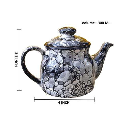 KunhaR Ceramic Teapot - 1 Piece, Black Luster, 300 ml 2