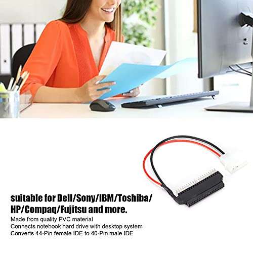 Hilitand 44 Pin Female IDE to 40‑Pin Male IDE Adapter, Stable Wide Compatibility Laptop to Desktop 2.5In to 3.5In IDE Converter,for Dell/for/for IBM/for Toshiba/for HP/for Compaq/for 4
