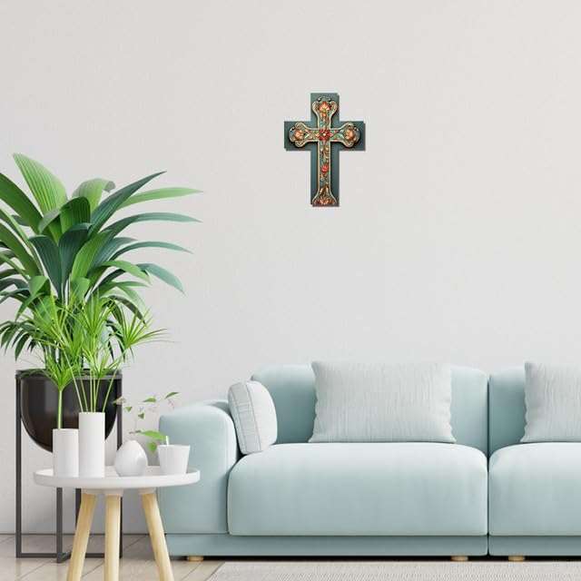 Wooden Vintage Cross for Wall Wood Plaque Wall Hanging Sign Rustic Cross Home Bar Cafe Kitchen Bathroom Living Room Decor 7x5in 4