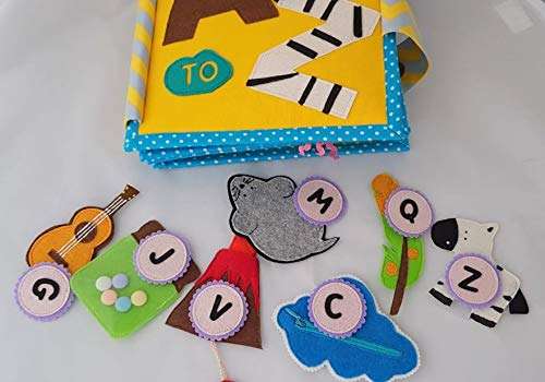 ChubbyCheeks A to Z English Alphabet 8 Pages Quiet/Soft Book Educational Toys for Independant playtime montessori Toys for Infants, Toddlers & Kids Early learning letter toy for babies kids touch book 6