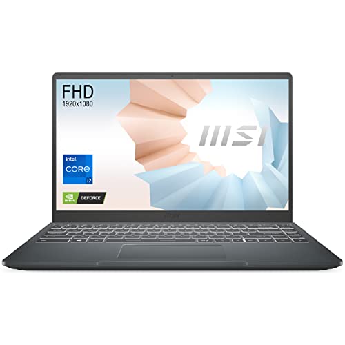 MSI Modern 14, Intel i7-1195G7, 14" FHD IPS-Level 60Hz Panel Laptop (8GB/512GB NVMe SSD/Windows 10 Home/Nvidia MX450 2GB Graphics/Carbon Grey/1.3Kg), B11SBU-688IN 1