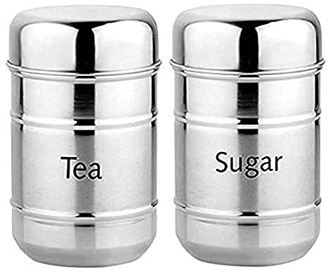 KD ZONE Stainless Steel Coffee Tea-Sugar Dabba Container for Daily use (500ML Each Silver)- Set of 2 Pcs 4