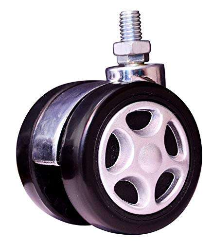 YANA Threaded Twin Heavy Duty Alloy Castor Wheels Set of 5 Pcs for Revolving Chairs, Adjustable Stool-Doctor/Kitchen Stool/Office Stool/Chair/Cafeteria Stool/Bar Stool and Other Revolving Products 2