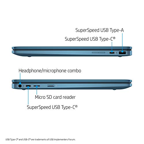 HP Chromebook x360 14" Touchscreen Laptop, Intel Celeron N4020, 4GB RAM, 64GB HD, Chrome OS, Forest Teal/Light Teal, 14a-ca0190wm 3