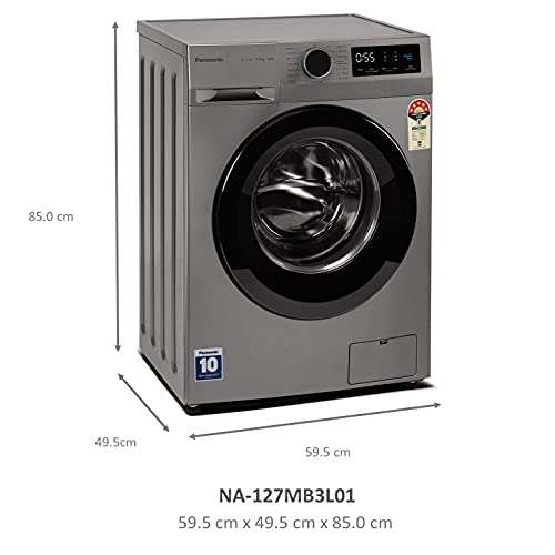 Panasonic 7 kg 5 Star Built-in Heater Fully Automatic Front Loading Washing Machine (NA-127MB3L01, Grey) 3