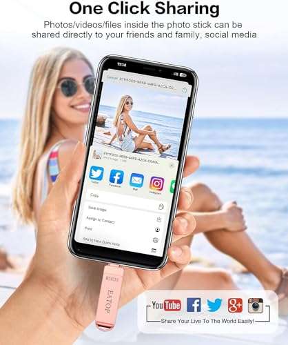 EATOP 512GB Photo Stick for iPhone Flash Drive, USB Memory Stick Thumb Drives High Speed USB Stick External Storage Compatible for iPhone iPad Android PC (Rose Gold) 5