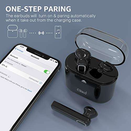 Cshidworld Wireless Earbuds, Bluetooth 5.0 Earbuds Headphones, True Wireless Stereo Earphones with 30Hrs Playback, Hi-Fi Sound Bluetooth Headset with Charging Case One-Step Pairing Noise Cancelling 2