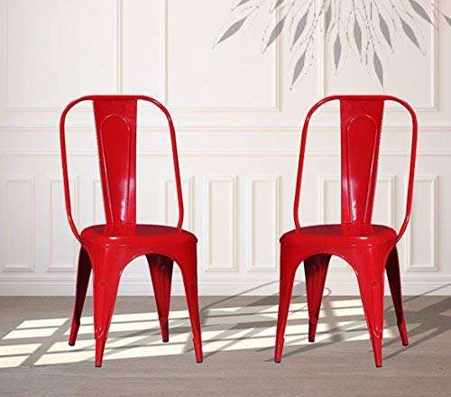 Casa Décor Tempest Metal Kitchen Restaurant/Bar/Cafe/Garden Chair (Red) 5