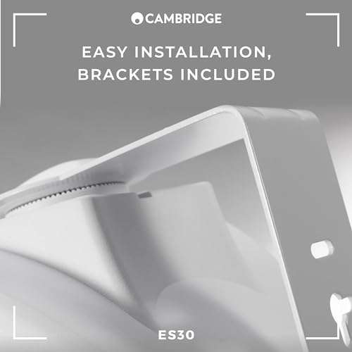 Cambridge Audio ES30 - Pair of Wired Outdoor Speakers Designed to Withstand Extreme Temperature and Humidity Differences - Including Wall Brackets with Cable Routing - White 4