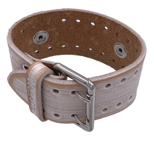 Nemesis BN-WEC Washed Out Ecru Wide Leather Cuff Wrist Watch Band 2