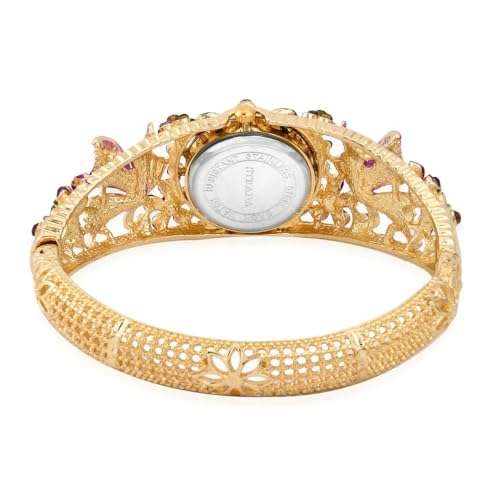 Shop LC Pink Butterfly Watches for Women Strada Crystal Japanese Movement Water Bangle Watch in Gold Plated with Stainless Steel Back Wrist Jewelry Fashion Analog Digital Classic Timer Birthday Gifts 6