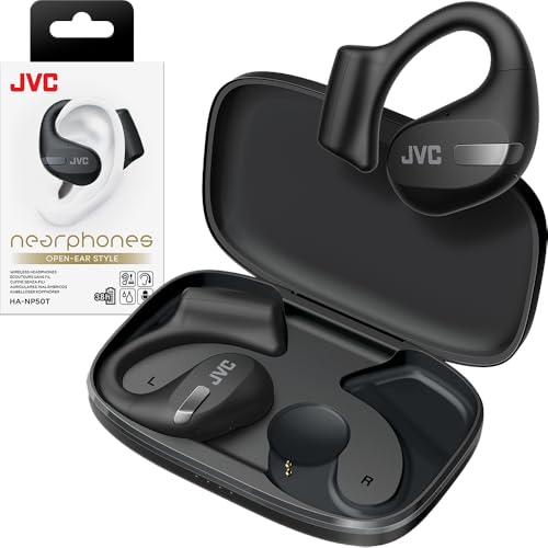 JVC New Nearphones Open Ear True Wireless Headphones with 16mm Large Drivers for Powerful Sound, Single Ear use, Compact Size, and Long Battery Life (up to 38 Hours) - HANP50TB (Black) 1