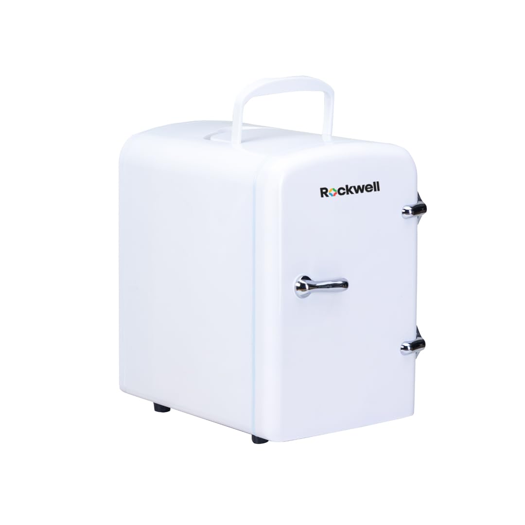 ROCKWELL 4L Car Mini Fridge and Warmer, AC/DC Portable Thermoelectric Cooler/Warmer for Skincare, Cosmetics,Snacks & Medicine – White