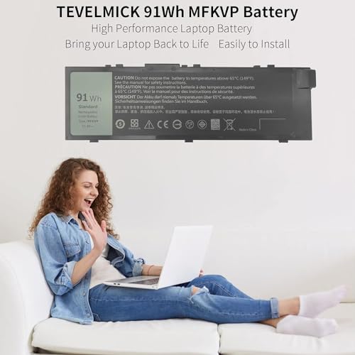 91Wh MFKVP Li-polymer Battery Replacement for Dell Precision 15 7510 15 7520 17 7710 17 7720 M7510 M7710 fits 0FNY7 1G9VM GR5D3 451-BBSB 451-BBSE 451-BBSF M28DH T05W1 TO5W1 TWCPG RDYCT 11.4V 2