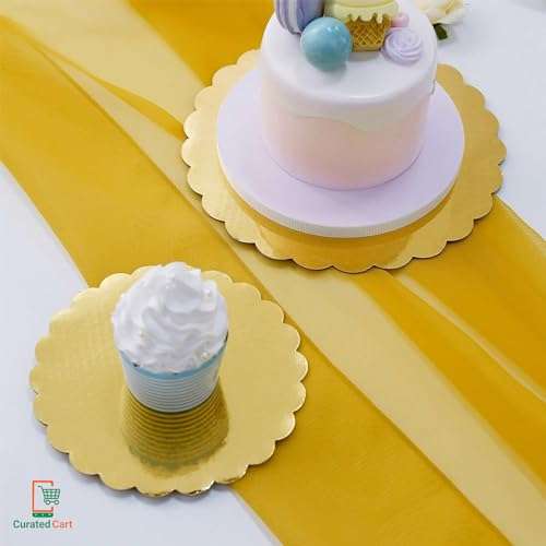 CURATED CART™ Cake Board Round Cake Boards - MDF Cardboard Disposable Cake Pizza Circle Scalloped Mate Gold Tart Decorating Base Stand (8 Inch (Pack of 10 Pcs)) 6