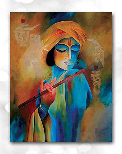 Namaste Home - Canvas Painting - Krishna Mohan - Indian God Religious - Modern Art Canvas Painting for Home and Office Decoration Wall Painting Without Frame (Fabric, Size 17X21 Inches,Multicolor) 2