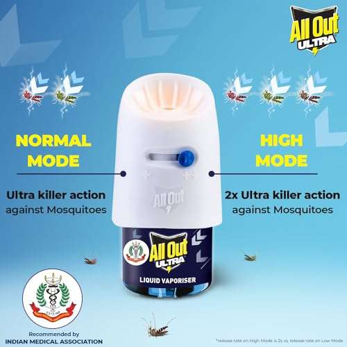 All Out Ultra Liquid Vaporizer, 3 Refills (45ml each) | Kills Dengue, Malaria & Chikungunya Spreading Mosquitoes| India's Only Mosquito Killer Brand Recommended by Indian Medical Association 6