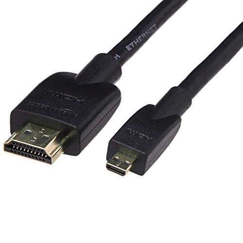 Amazon Basics Micro HDMI to HDMI Display Cable, 18Gbps High-Speed, 4K@60Hz, 2160p, 48-Bit Color, Ethernet Ready, 6 Foot, Black 1