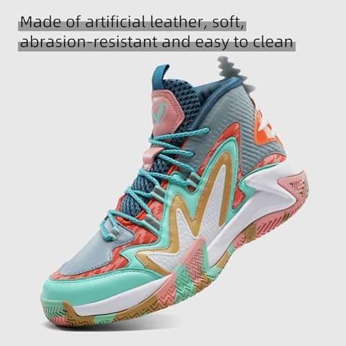 VITIKE Men's Air Cushioning Basketball Shoes Sneakers Men Breathable Mid Top Tennis Running Shoes Fashion Arch Support Team Training Shoes Non-Slip 2