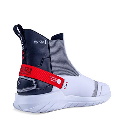 Soulsfeng Stylish High Top Sneakers for Men Basketball Shoes Slip On Laceless Sneaker One Step White Black Red Mens Size 13 6