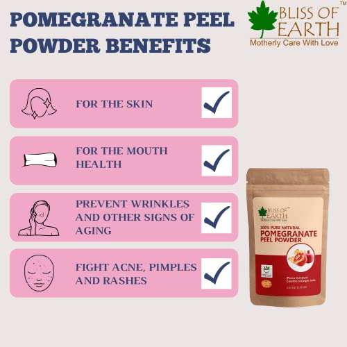 Bliss of Earth™ 100% Pure & Natural Pomegranate Peel Powder | 2x100GM | Cure Pimple & Acne | Remove Wrinkles | Natural Sore Throat Reliver | Anar Powder | 3