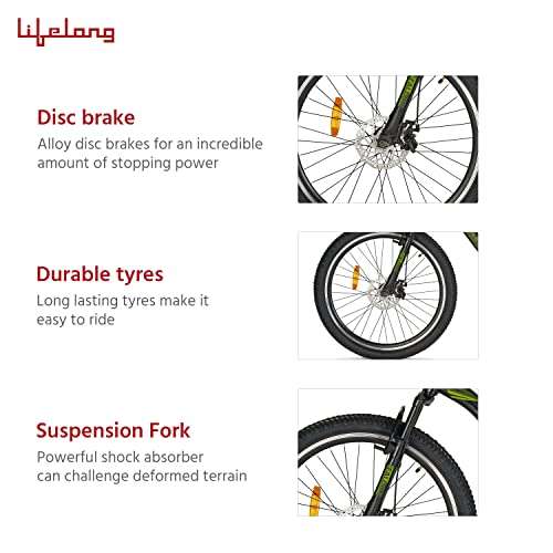 Lifelong LLBC2602 Falcon 26T with Disc Brake and Suspension Freeride Cycle (Black) I Ideal for: Unisex Adults (Above 12 Years) I Frame Size: 18" | Ideal Height : 5 ft 4 inch| 85% Assembled 4