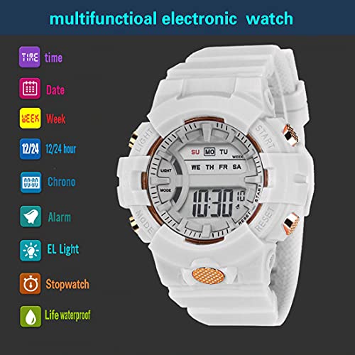 Shocknshop Rubber Digital Kid Children Multi Functional Pink Dial Watch For Girls & Boys -325Pi (White), Pink Band 6