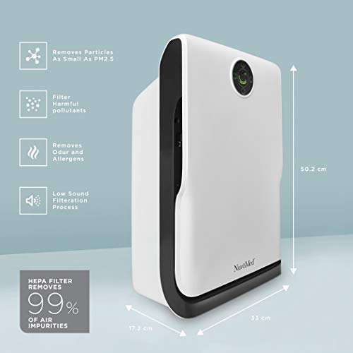 NuvoMed Floor Standing Air Purifier with Hepa Filter and Honeycomb Activated Carbon Filter with inbuilt Ionizer - 4 Layer Air Filter (White) 4