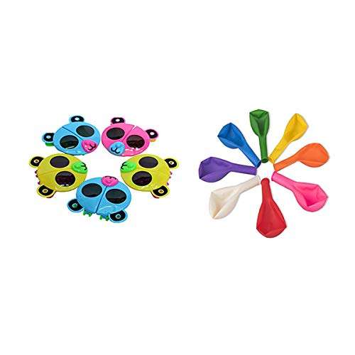 VINAYAKAMART Birthday Return Gifts for Kids Foldable Sun Glasses for Kids (12 Pcs Sun Glass) with 10 Balloons 1