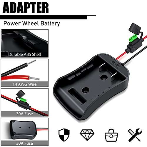 Battery Adapter for Dewalt Battery, Power Wheel Adapter for Dewalt 20v Battery,Power Wheels Battery Conversion Kit with Fuse and 14 Gauge Wire Connector for Ride On Truck, Robotics, Rc Toys 4