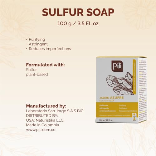 Pili Natural Sulfur Soap Bars (3 Pack) Jabón de azufre - Cleansing soap bars- Control oily skin, unclog pores and prevent acne. 5