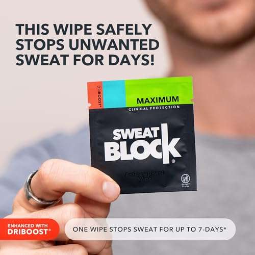 SweatBlock Max Clinical Antiperspirant for Men & Women | Armpit Anti Sweat Wipes for Excessive Sweating | Block Sweat for up to 7 days | 10 Wipes 2