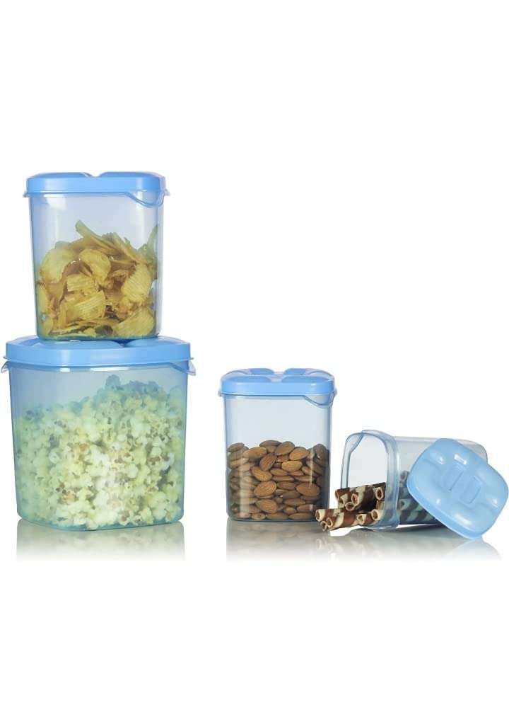 Storage Container - 500 ml, 1000 ml, 1500 ml, 2000 ml Plastic Grocery Container (Pack of 4, Blue) (8) 4